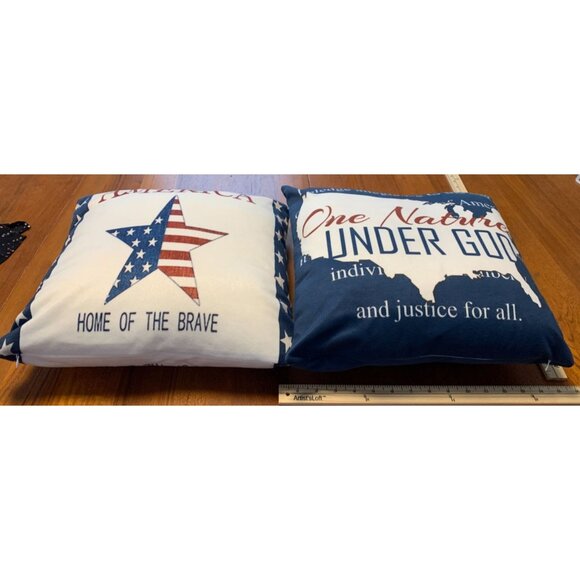 Patriotic Emvency Throw Pillow Set Of 2 Decorative Patriotic USA Flag Star & Map - Picture 1 of 6